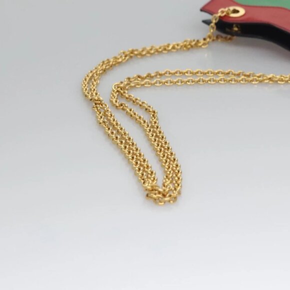 CELINE Chain Shoulder Bag Leather Multicolor Gold Auth BD096AV - Picture 8 of 14